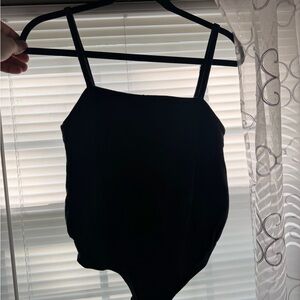Free People Black Square Neck Stretch Bodysuit